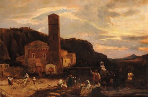 Landscape with church and figures